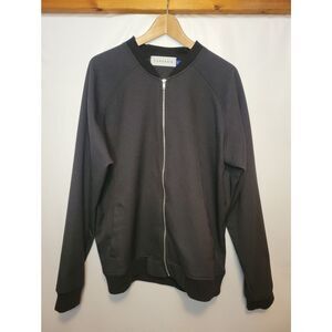 Caposhie Men's Black Full-Zip Varsity Jacket